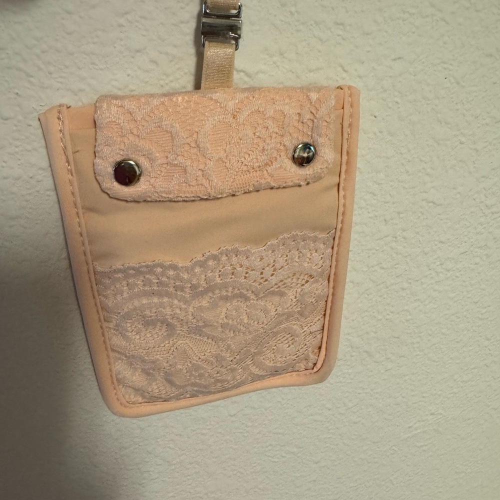 Lace Accent Beige Pouch